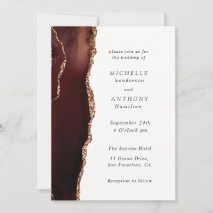 Elegant Brown Agate Gold Invitation
