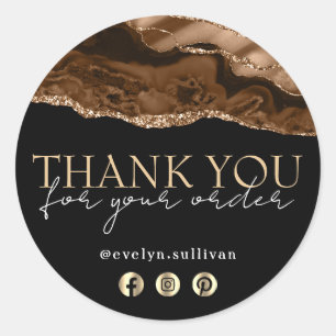 Elegant brown agate thank you sticker