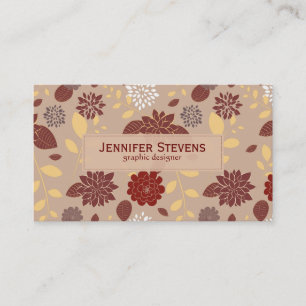 Elegant Brown And Beige Retro Flowers Business Card