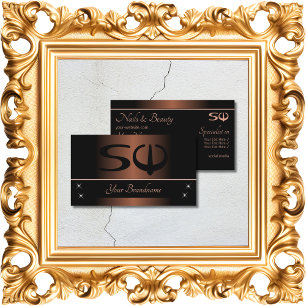 Elegant Brown and Black with Initials Professional Business Card