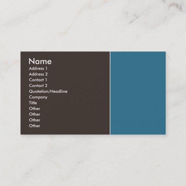 Elegant Brown and Blue Business Card (Front)