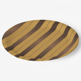 Elegant brown and faux gold stripes paper plates
