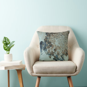 Elegant Brown and Navy Limelight Hydrangea Cushion