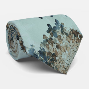 Elegant Brown and Navy Limelight Hydrangea Tie