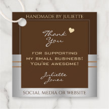 Elegant Brown and Silver Small Business Thank You