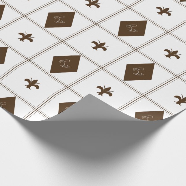 Elegant Brown and White Diamond Pattern  Wrapping Paper (Corner)
