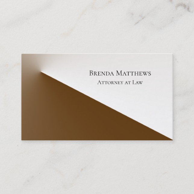 Elegant Brown and White Professional Business Card (Front)
