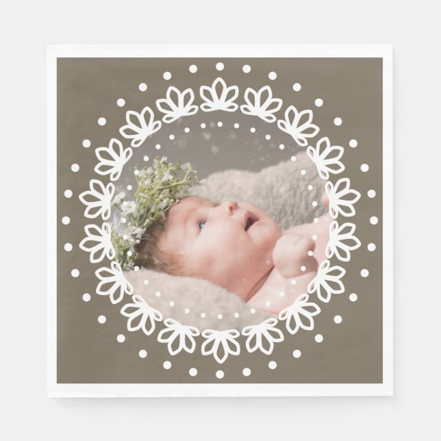 Elegant brown birthday party napkin (Front)