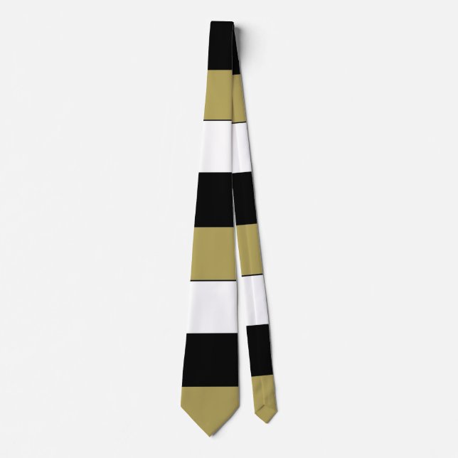 Elegant Brown Black and White Stripes Pattern Tie (Front)
