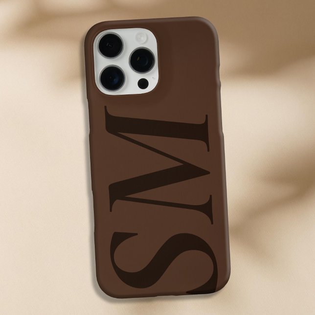 Elegant Brown Bold Initial Monogram Case-Mate iPhone Case (Creator Uploaded)
