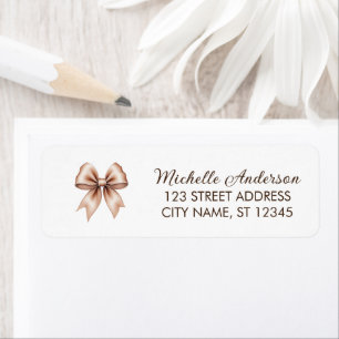 Elegant brown Bow Coquette Return Address Label