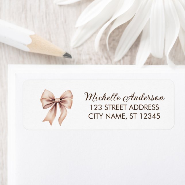 Elegant brown Bow Coquette Return Address Label (Insitu)