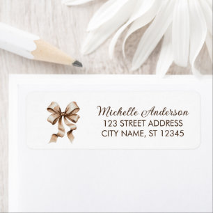 Elegant brown Bow Coquette Return Address Label