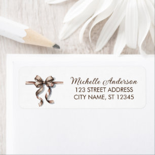 Elegant brown Bow Coquette Return Address Label