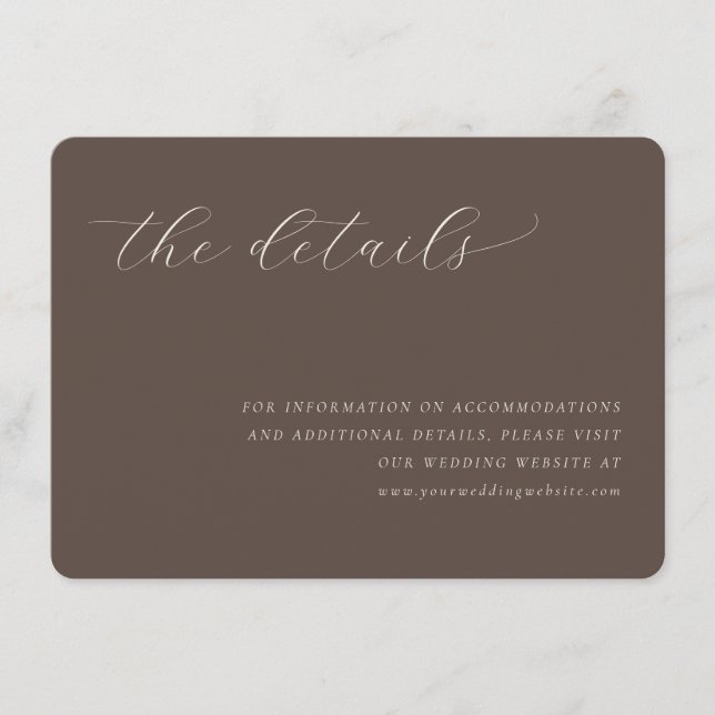 Elegant Brown Calligraphy Enclosure Card (Front)