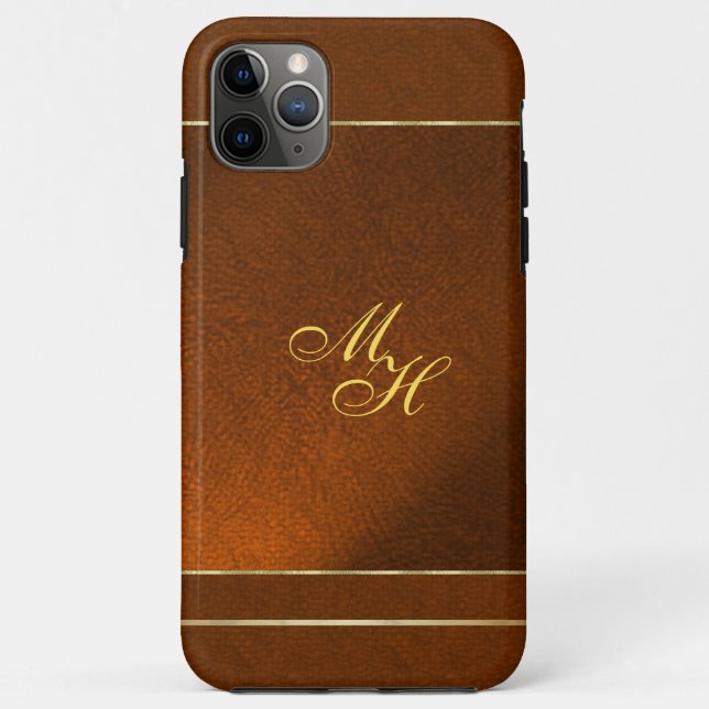 Elegant Brown Case with your Initials (Back)