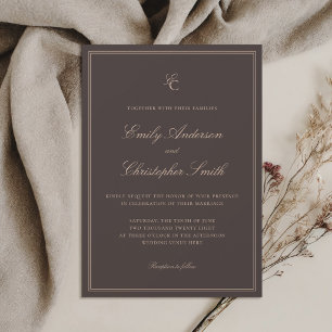 Elegant Brown Classic Wedding Invitation