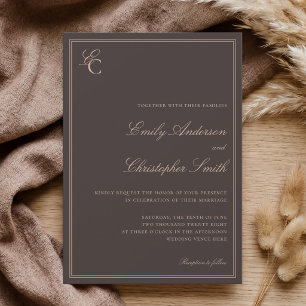 Elegant Brown Classic Wedding Invitation