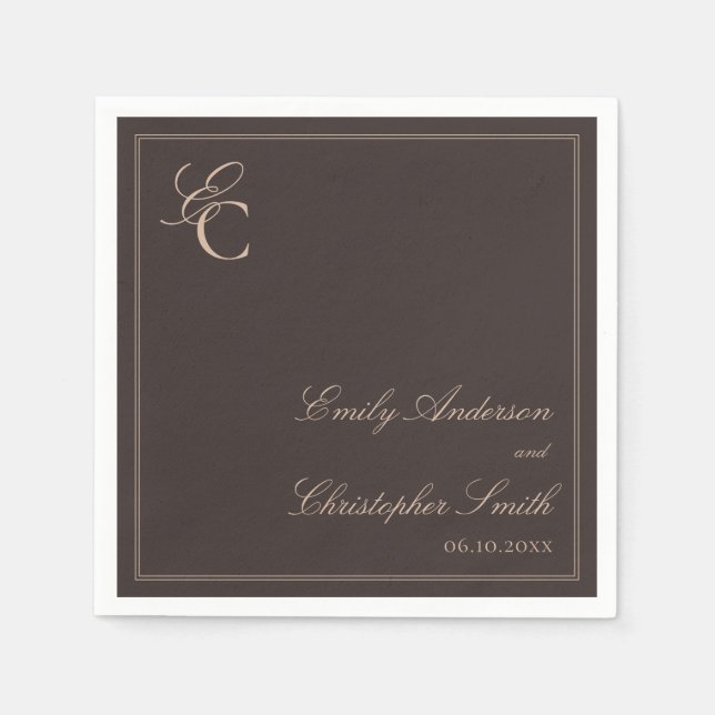Elegant Brown Classic Wedding Napkin (Front)