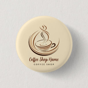 Elegant Brown Coffee  espresso business logo shop 3 Cm Round Badge