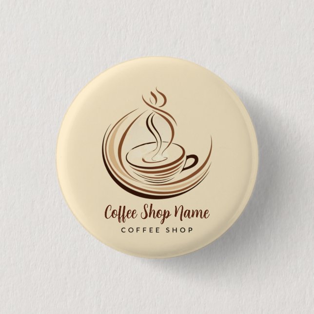 Elegant Brown Coffee  espresso business logo shop 3 Cm Round Badge (Front)