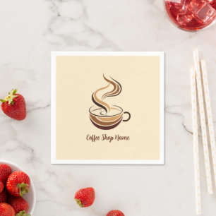 Elegant Brown Coffee espresso business logo shop Napkin