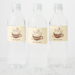 Elegant Brown Coffee espresso business logo shop Water Bottle Label