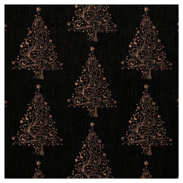 Elegant Brown Copper Christmas Tree Pattern Fabric (Swatch)