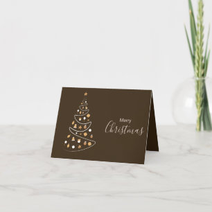 Elegant Brown Cream Christmas Tree Folded Photo Holiday Card