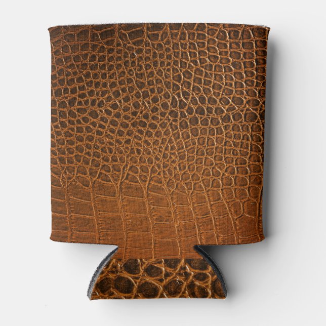 Elegant brown crocodile leather texture. can cooler (Front)