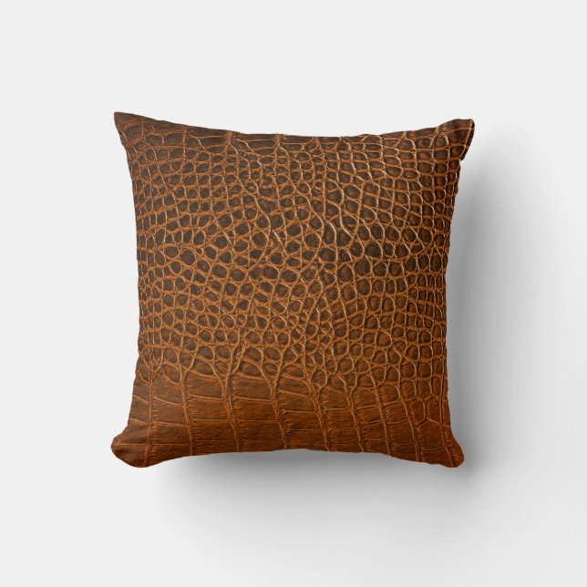 Elegant brown crocodile leather texture. cushion (Front)