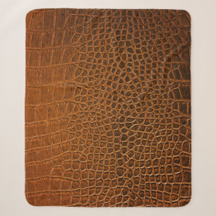 Elegant brown crocodile leather texture. sherpa blanket