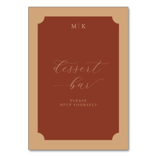 Elegant Brown Dessert Bar Sign Table Number