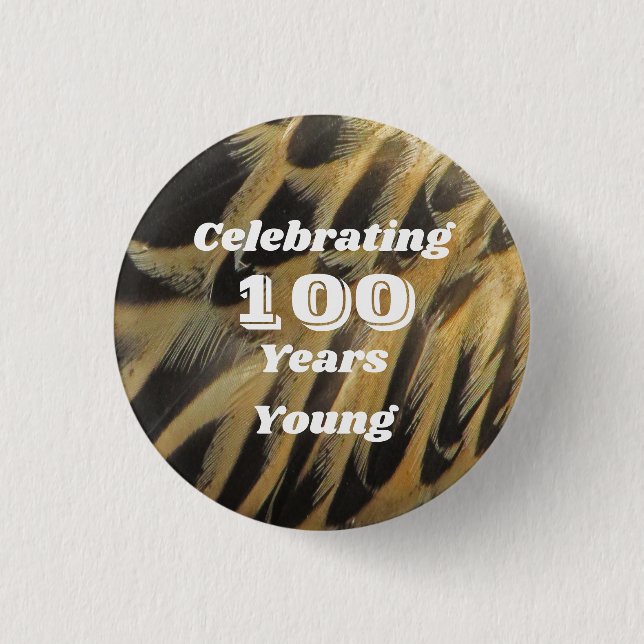 Elegant Brown Duck Feather Milestone Birthday 3 Cm Round Badge (Front)
