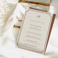 Elegant Brown & Ecru Classic Script Wedding