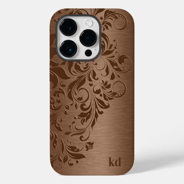 Elegant Brown Floral Lace On Brown Case-Mate iPhone Case (Back)