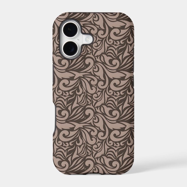Elegant Brown Floral Pattern on Light Pink Back (Back)