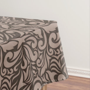 Elegant Brown Floral Pattern on Light Pink Back Tablecloth