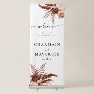 Elegant Brown Floral Retractable Banner