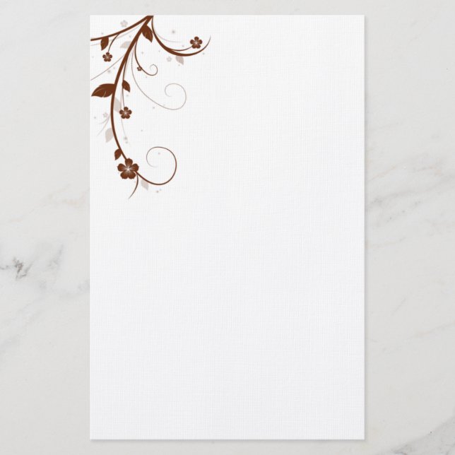 ELEGANT BROWN FLORAL Stationery (Front)