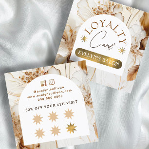 Elegant brown flowers loyalty card