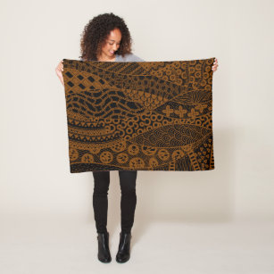 Elegant Brown Geometric Abstract Tribal Pattern    Fleece Blanket