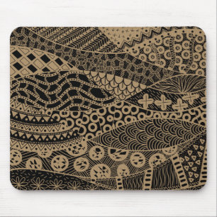 Elegant Brown Geometric Abstract Tribal Pattern Mouse Mat