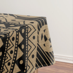 Elegant Brown Geometric Abstract Tribal Pattern   Tablecloth