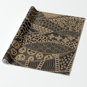 Elegant Brown Geometric Abstract Tribal Pattern Wrapping Paper