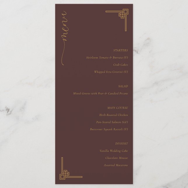 Elegant Brown Geometric Menu (Front)