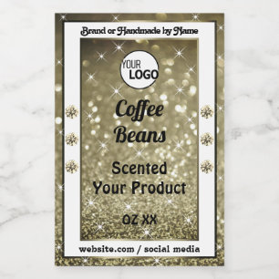 Elegant Brown Glitter Product Labels Diamonds Logo