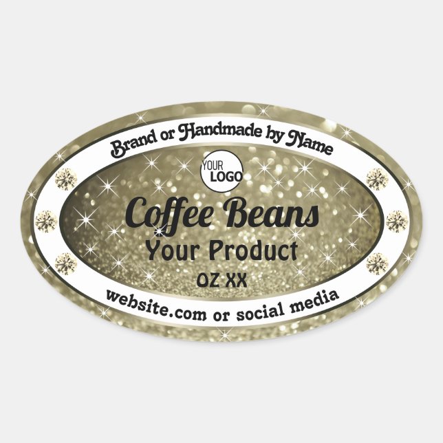 Elegant Brown Glitter Product Labels Diamonds Logo (Front)