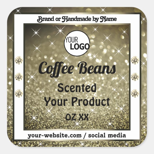 Elegant Brown Glitter Product Labels Diamonds Logo (Front)