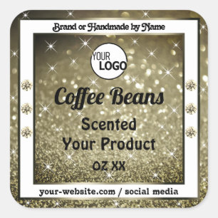 Elegant Brown Glitter Product Labels Diamonds Logo